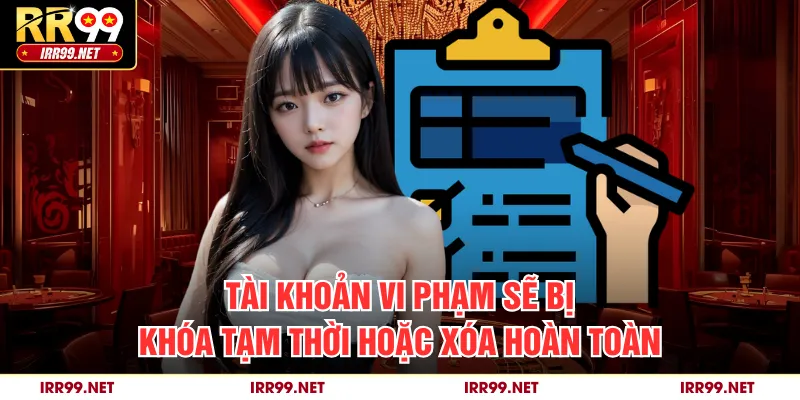 Tài khoản vi phạm sẽ bị khóa tạm thời hoặc xóa hoàn toàn